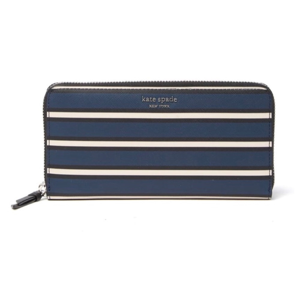 Kate Spade navy Cameron stripe wallet NWTS